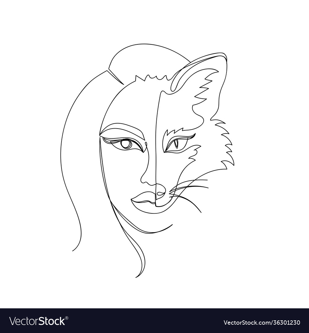 Abstract image a woman and a fox vector image Abstract image a woman and a fox