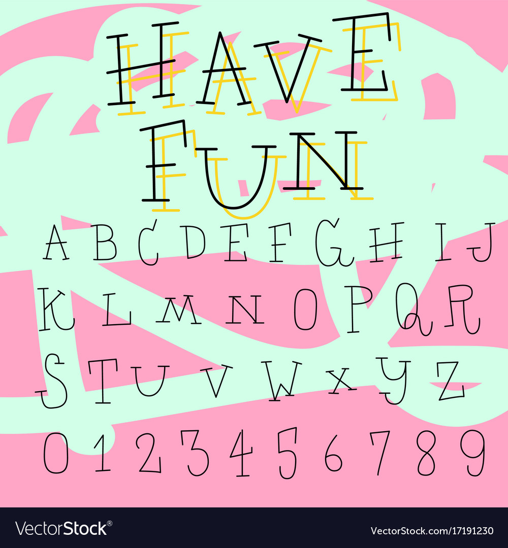 Hand drawn doodle font set Royalty Free Vector Image