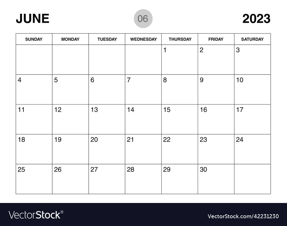 June 2023 Year Planner Template-calendar Vector Image