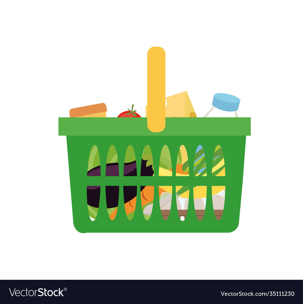 Plastic basket with products Royalty Free Vector Image