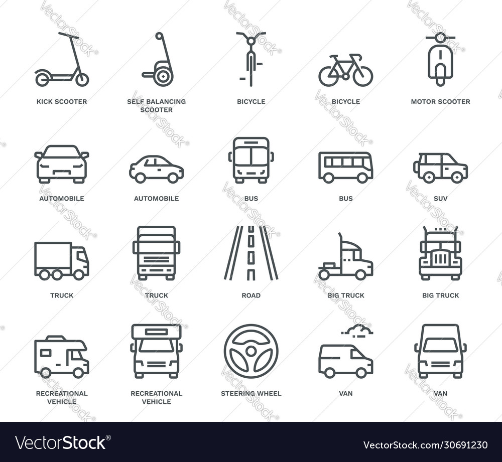 Road transport icons Royalty Free Vector Image