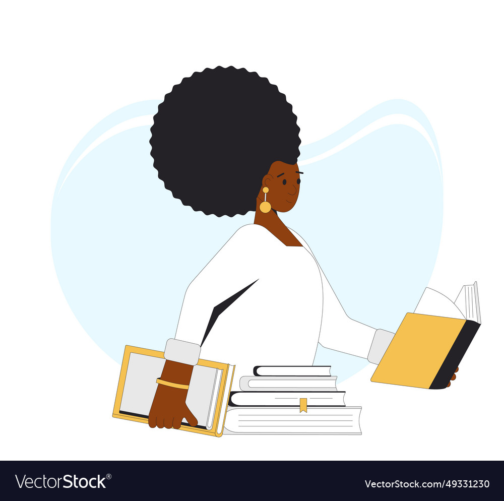 Young reading woman portrait pretty female person Vector Image