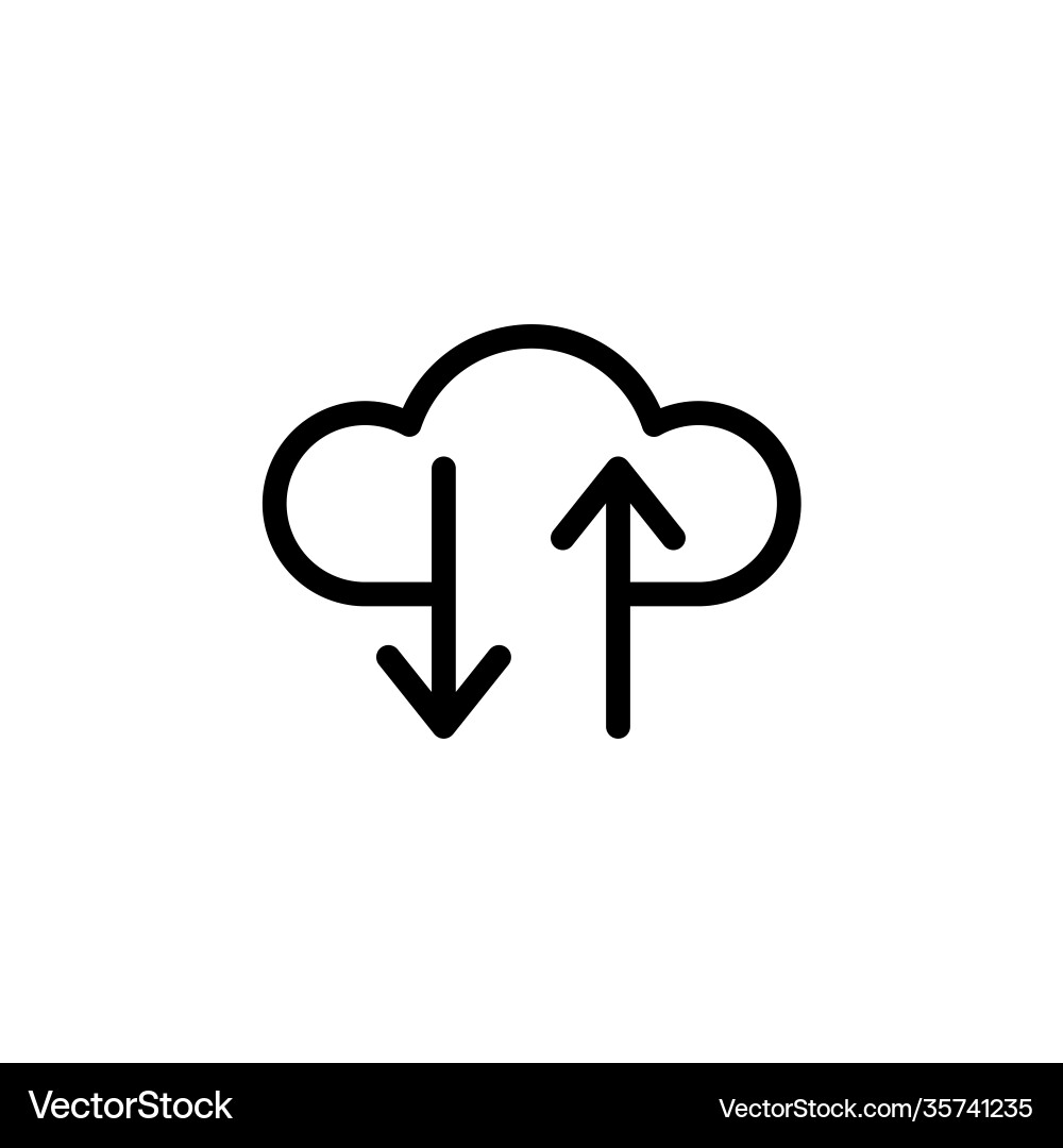 Cloud data outline icon internet think Royalty Free Vector