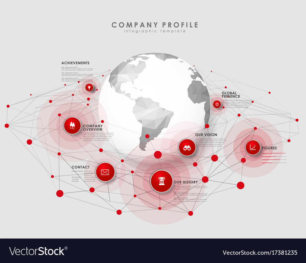 company profile overview template with red vector image