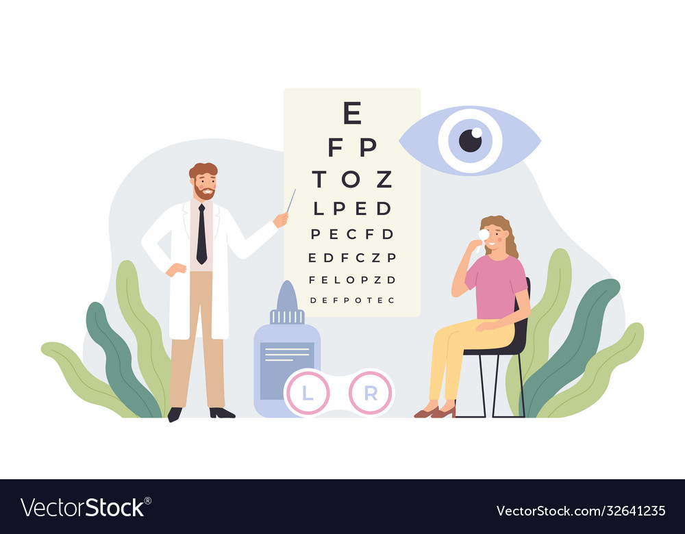 Ophthalmologist checking vision eye healthcare Vector Image