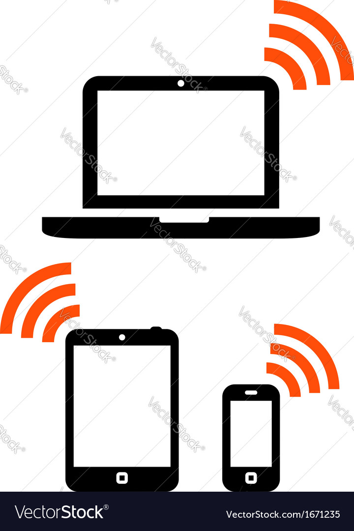 Wireless mobile devices set Royalty Free Vector Image