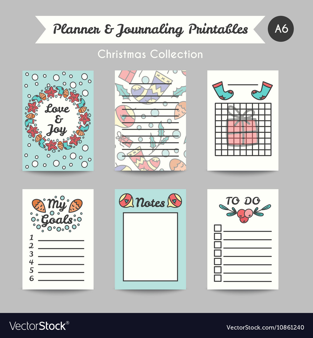 Christmas printable journaling cards line style