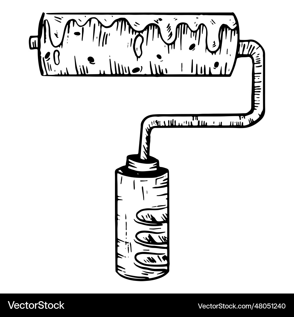 Construction paint roller hand drawn Royalty Free Vector