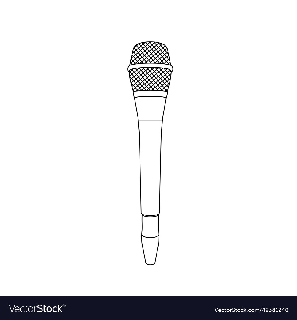 Microphone outline icon on isolated white Vector Image