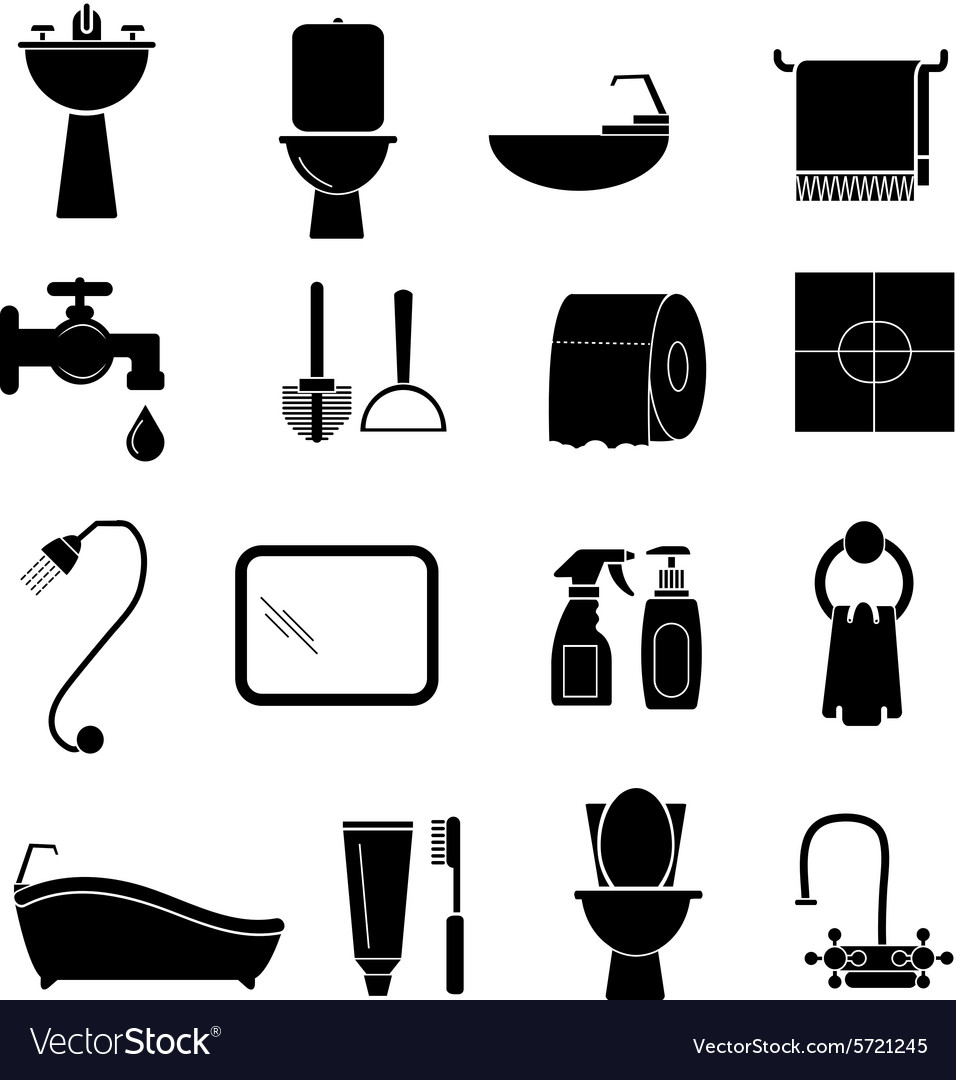 Bathroom Icons Set Royalty Free Vector Image Vectorstock 5179