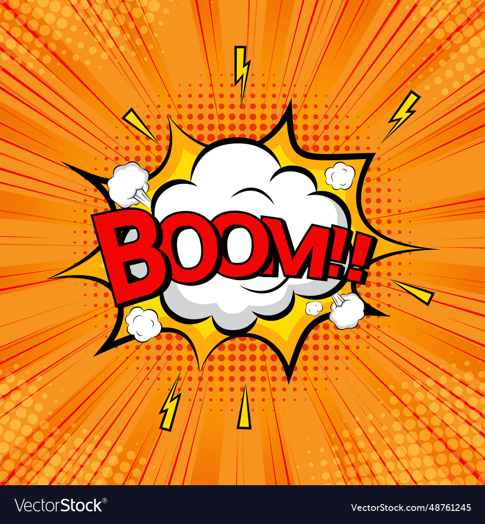 Boom comic text speech bubble color pop art style Vector Image