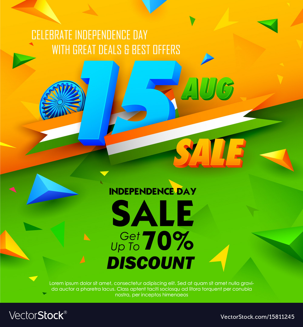 Independence Day Of India Sale Banner With Indian Vector Image