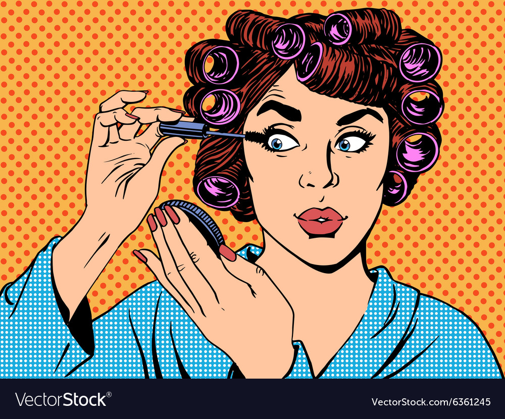 Woman Perms Makeup Hair Beauty Morning Royalty Free Vector