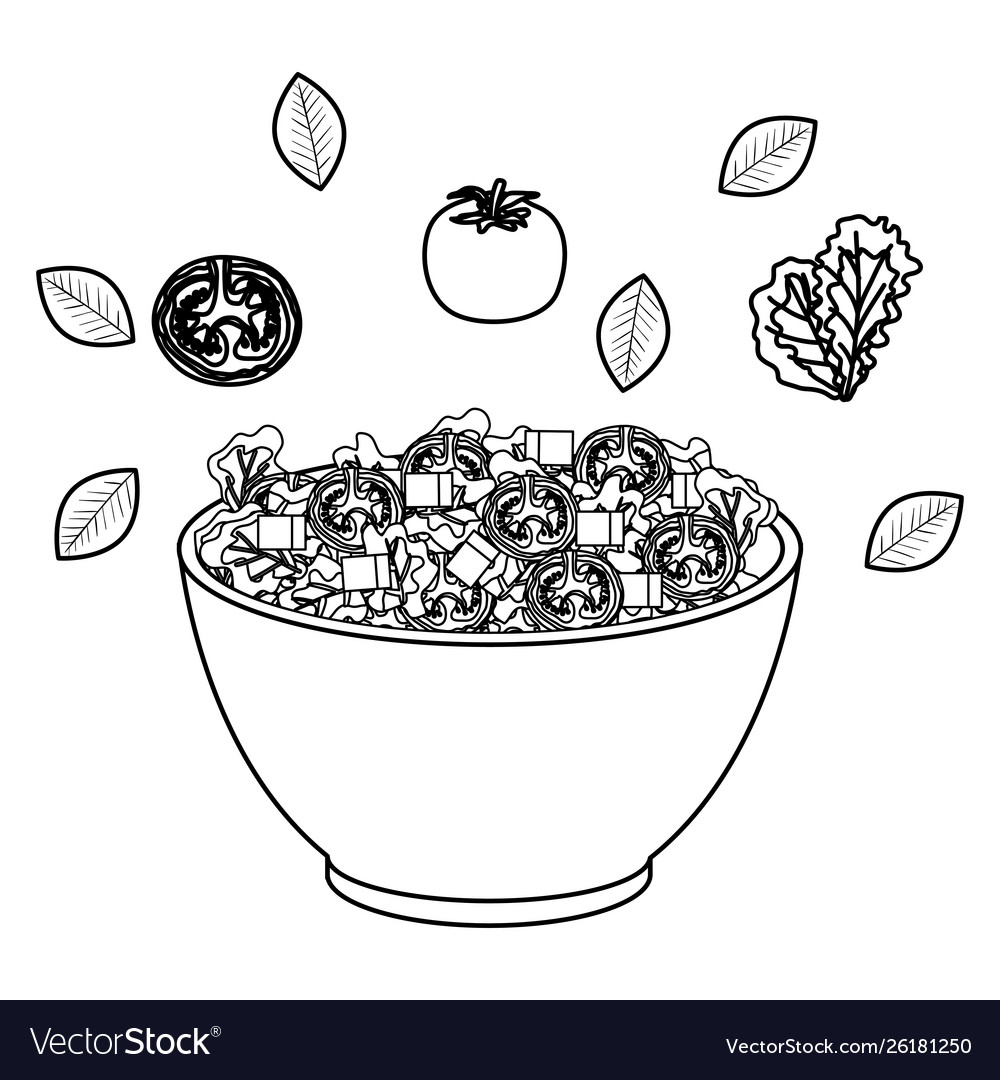 Ceramic Bowl With Vegetables Salad Splash Vector Image