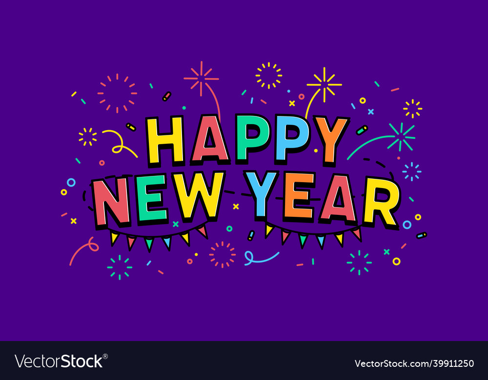 Happy new year banner template Royalty Free Vector Image