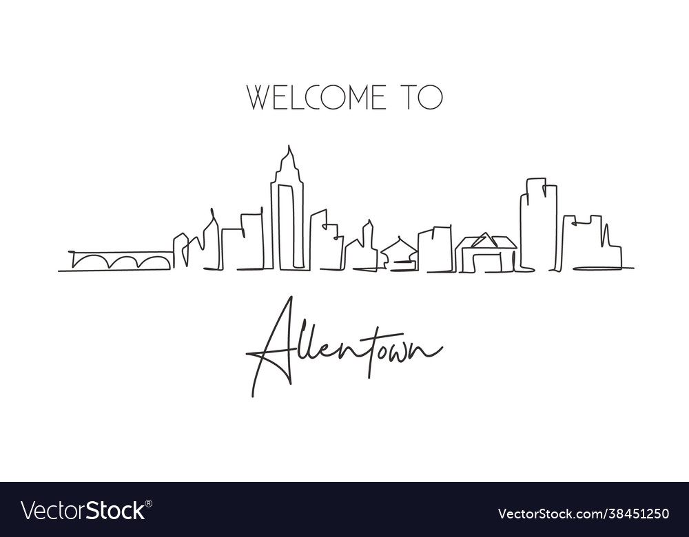 One single line drawing allentown city skyline Vector Image