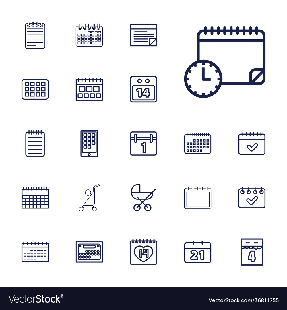 22 calendar icons Royalty Free Vector Image - VectorStock