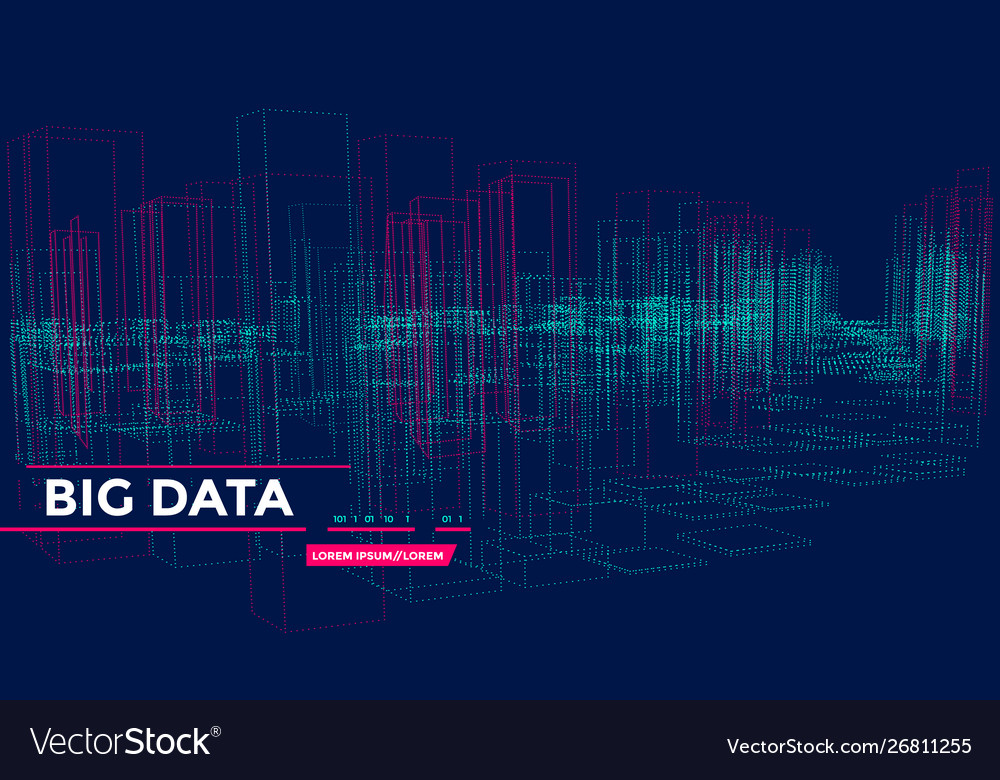 3d big array data backgrounds with points grid Vector Image