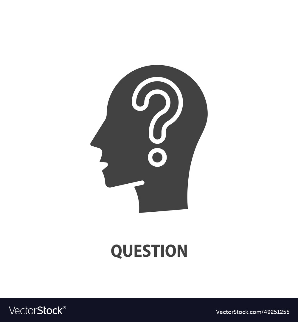 Human head profile with question mark glyph icon Vector Image