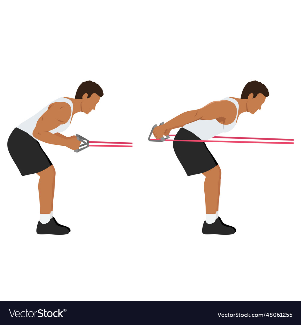 Man Doing Tricep Kickbacks Resistance Band Vector Image