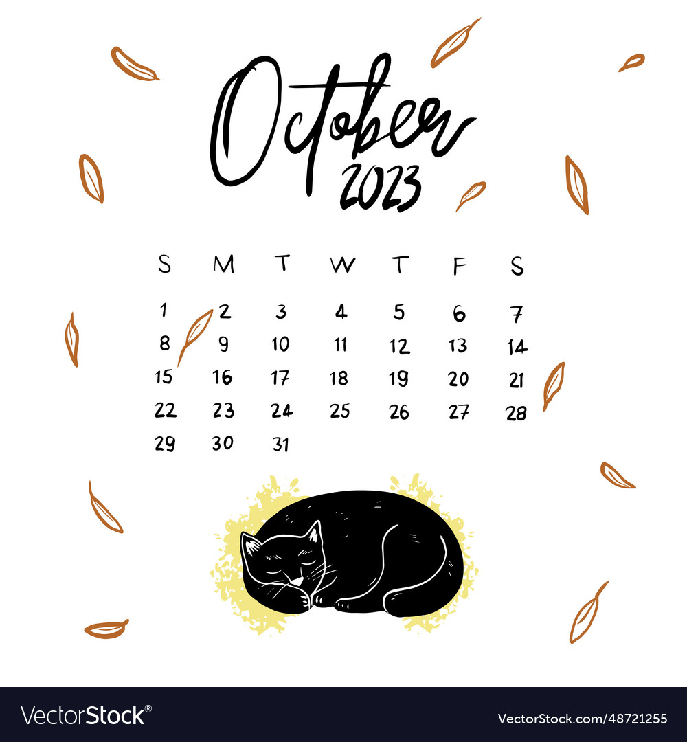 monthly-calendar-for-october-2023-royalty-free-vector-image