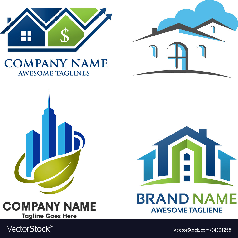 Real estate home and property logo set Royalty Free Vector