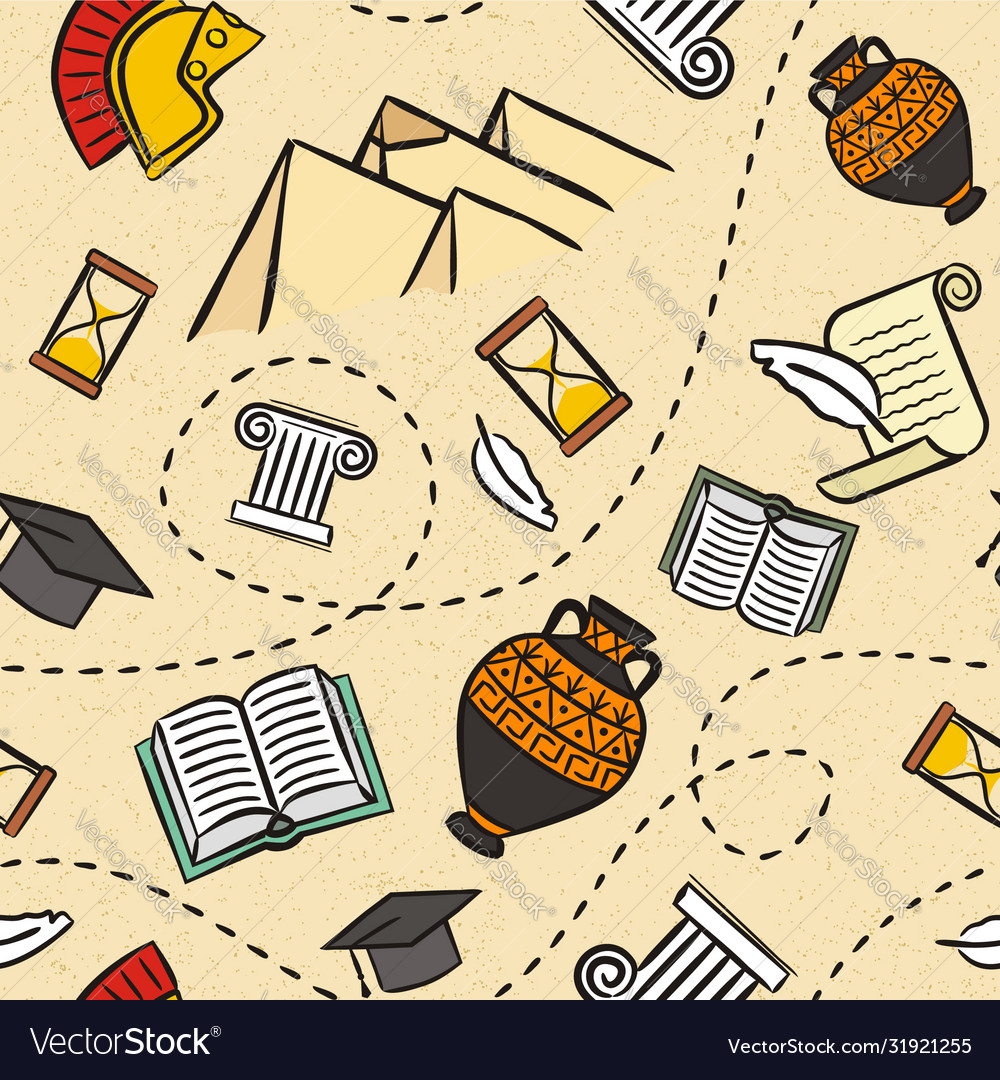Seamless pattern school subject history Royalty Free Vector