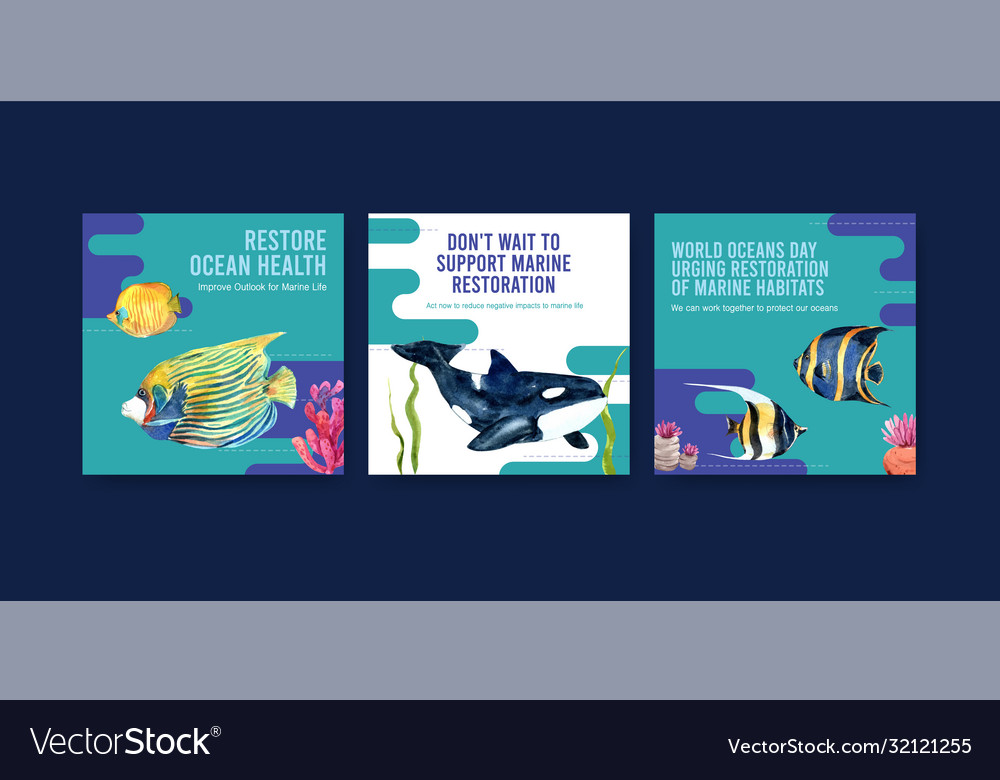 World oceans day environment protection concept Vector Image