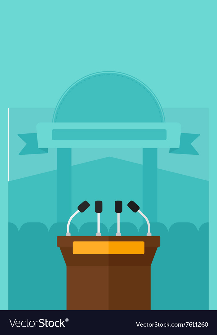 Background of tribune speech with microphones Vector Image