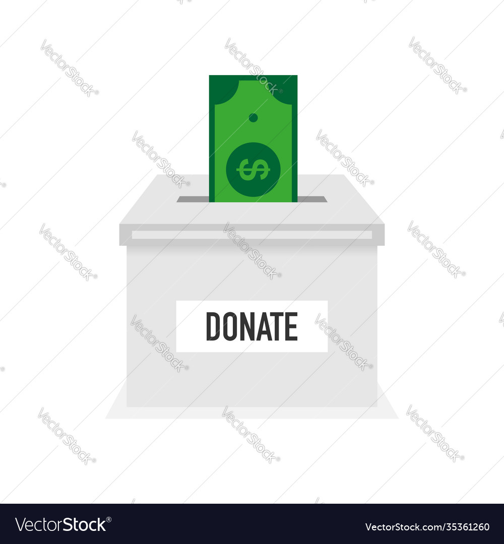 Donation Box Icon In Flat Style Isolated Vector Image