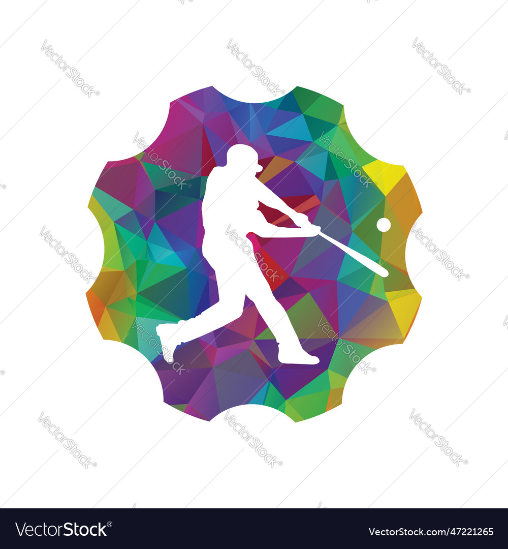 Baseball player logo design gear icon Royalty Free Vector