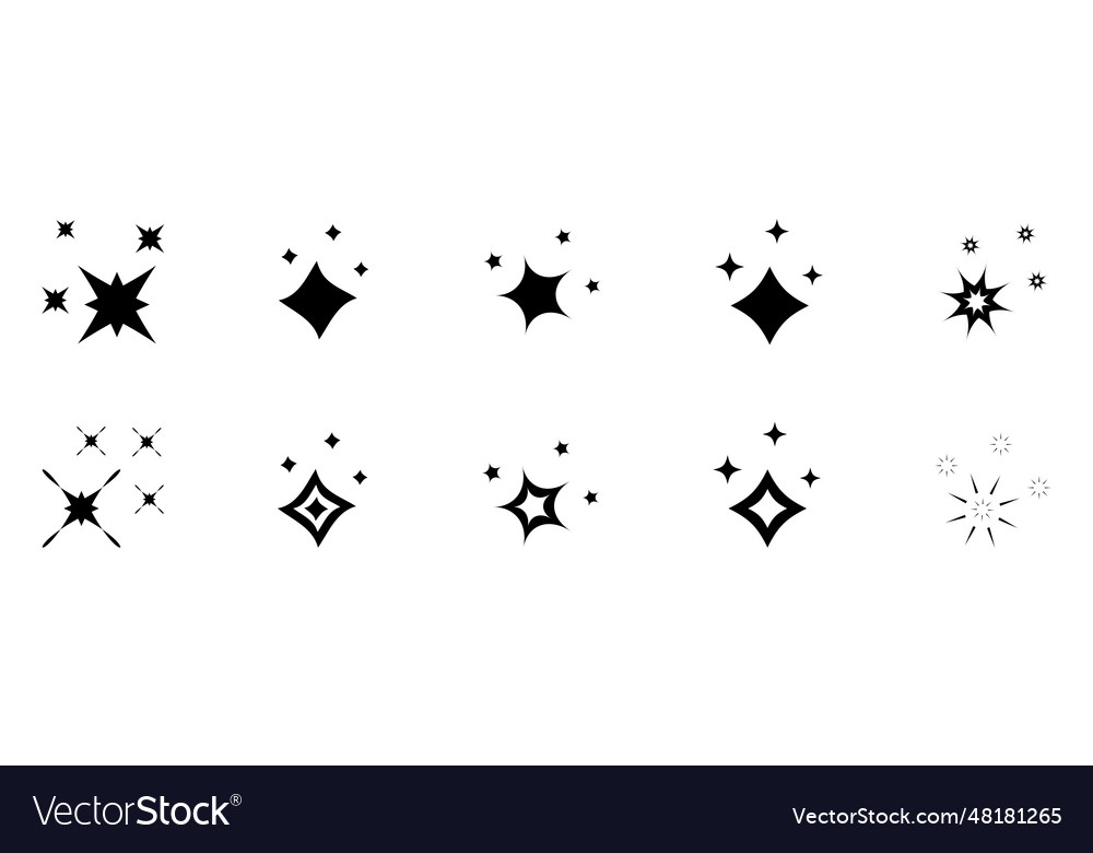 Star blink icons sparks for holiday design Vector Image