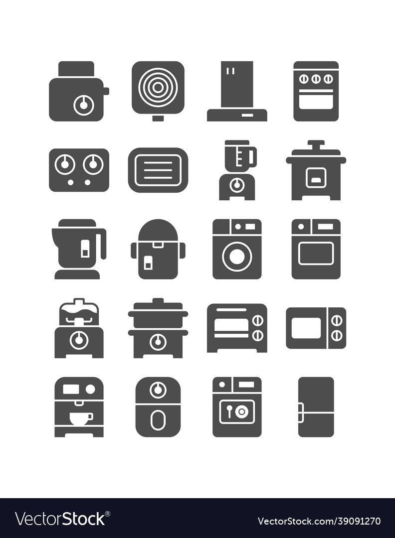 Kitchen electric appliance icon set Royalty Free Vector