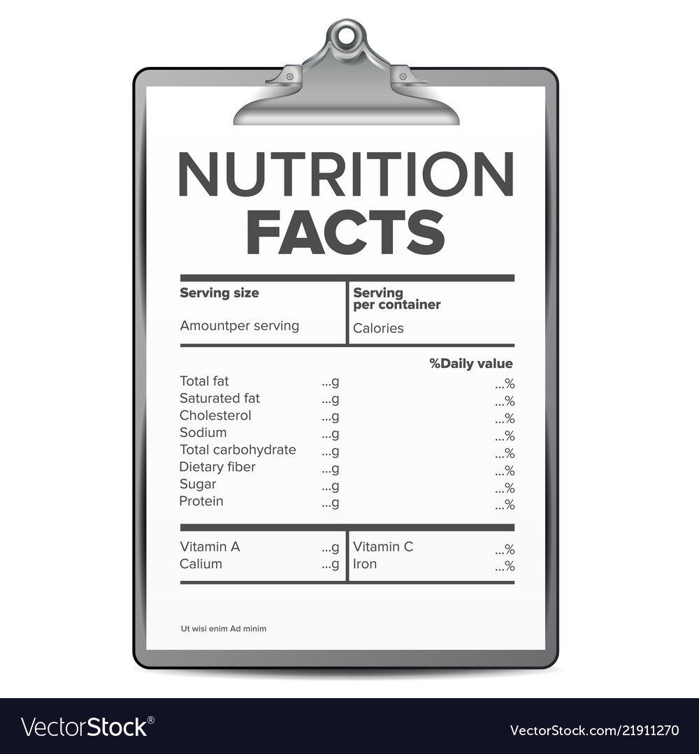 Nutrition facts blank template diet Royalty Free Vector Within Blank Food Label Template