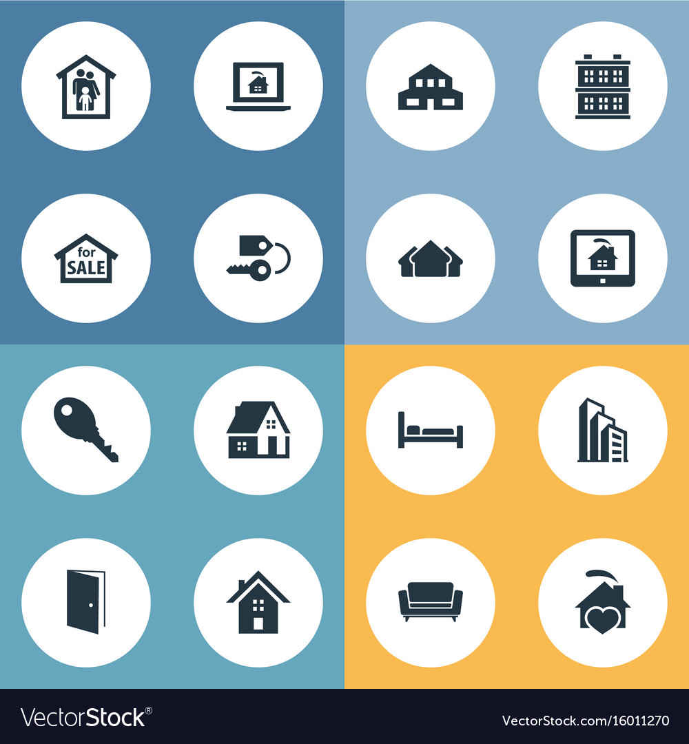 Set of simple property icons elements structure Vector Image