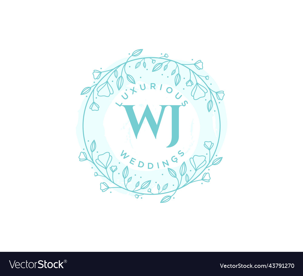 Wj initials letter wedding monogram logos Vector Image