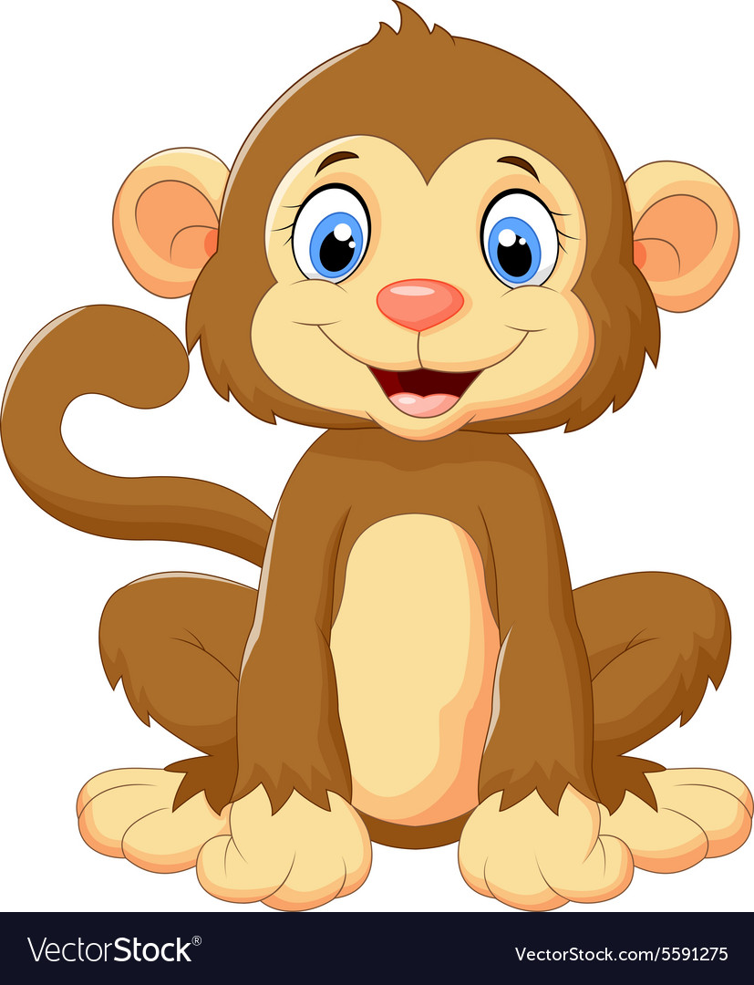 Cartoon cute monkey sitting Royalty Free Vector Image