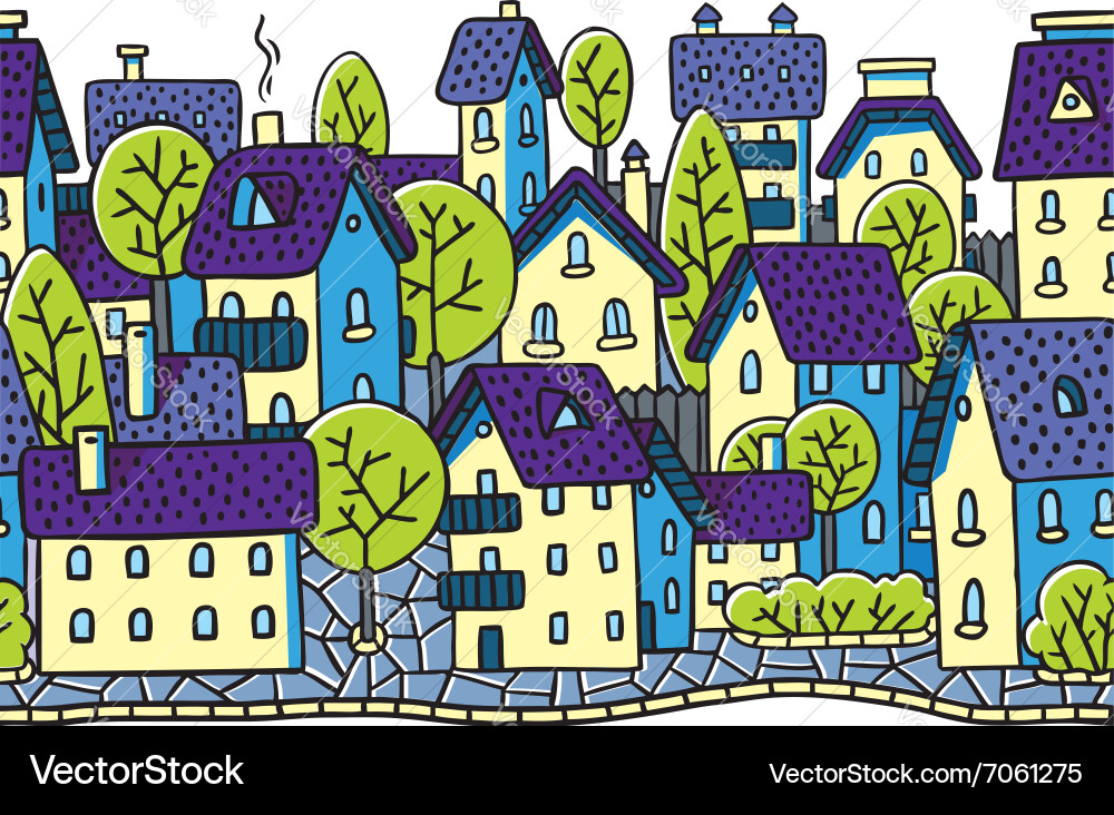 City horizontally seamless pattern with roofs Vector Image