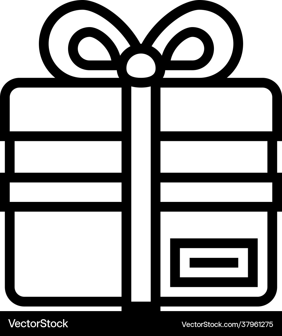 Gift box with ribbon bow line icon Royalty Free Vector Image