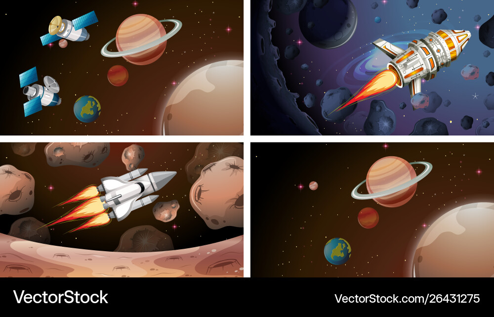 Set space scenes Royalty Free Vector Image - VectorStock