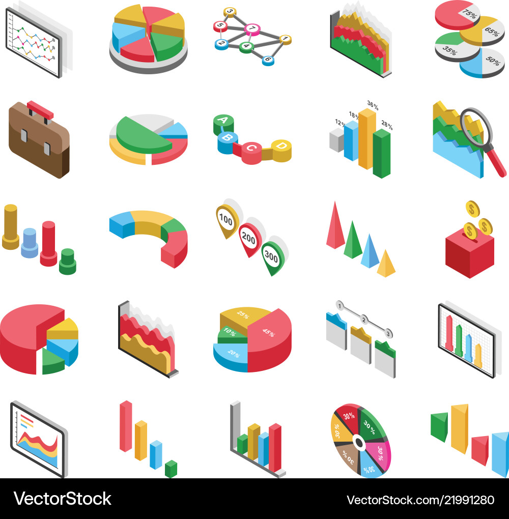 Bar graphs flat Royalty Free Vector Image - VectorStock