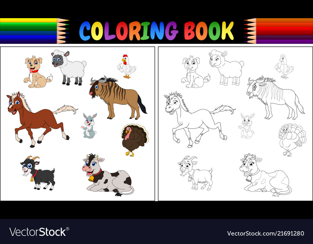 Coloring book farm animals collection