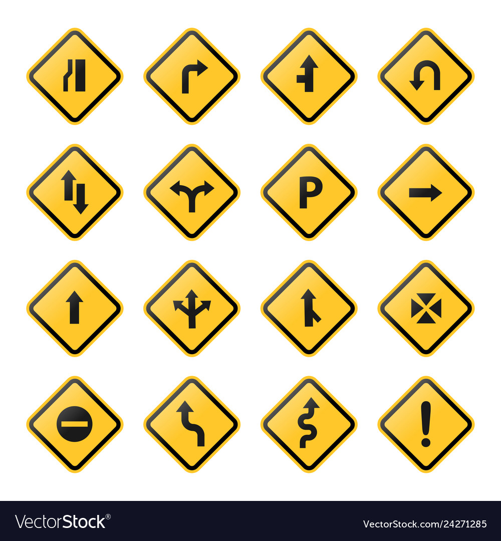 collection-yellow-road-signs-royalty-free-vector-image