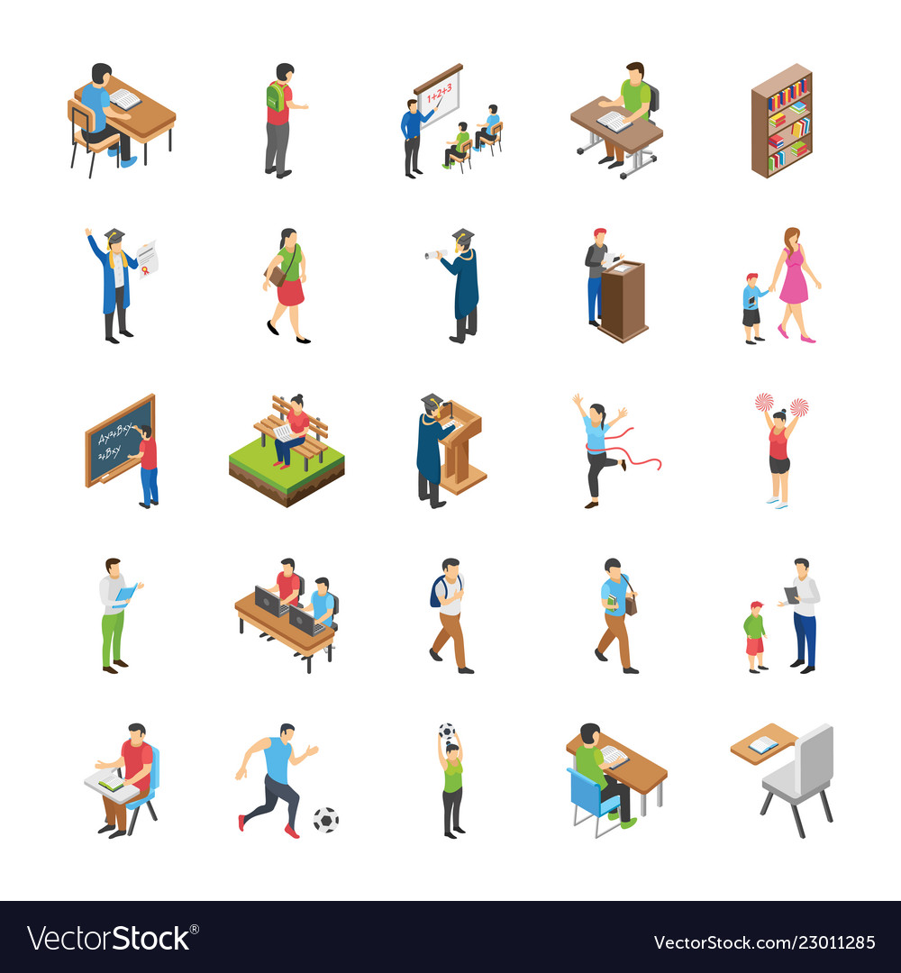 College and university students flat icons Vector Image