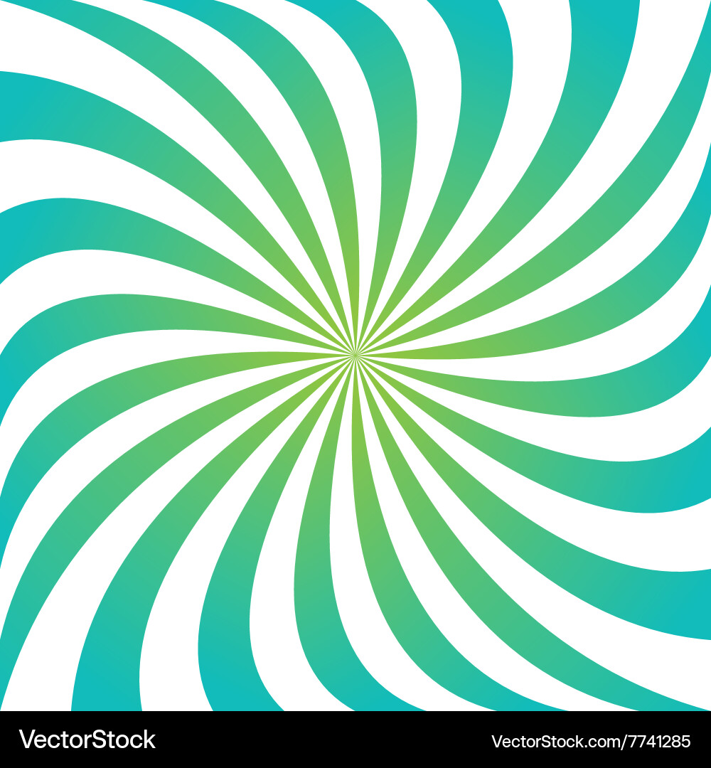 Cyan and green swirling ray vortex background Vector Image