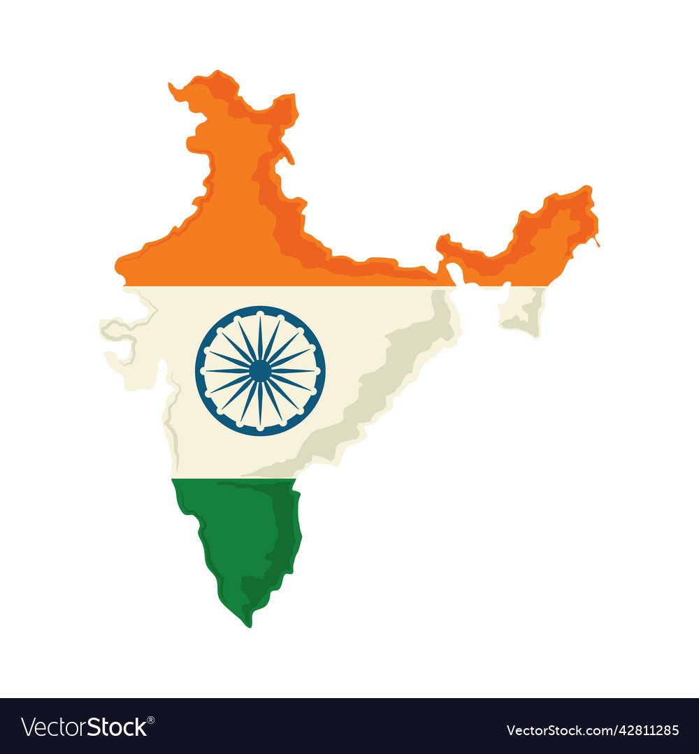 Flag and map india Royalty Free Vector Image - VectorStock