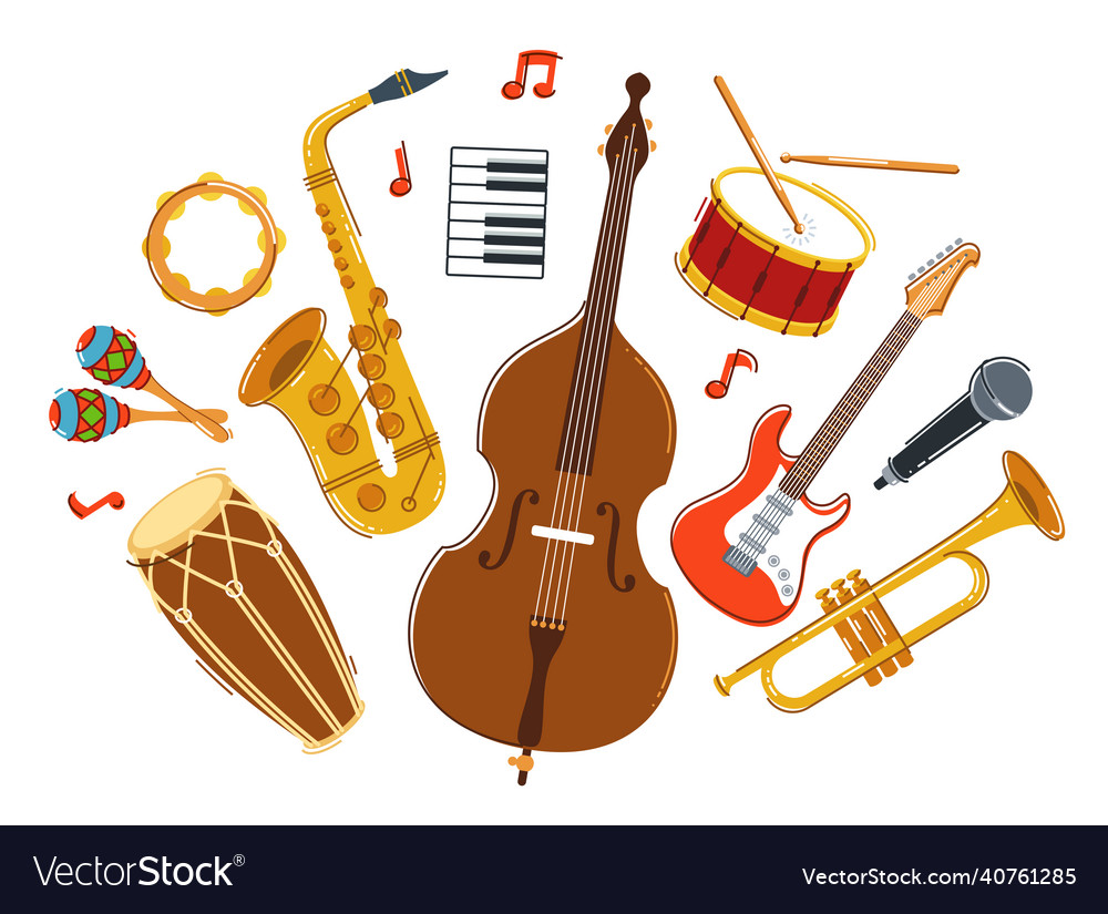 Jazz music band concept different instruments Vector Image