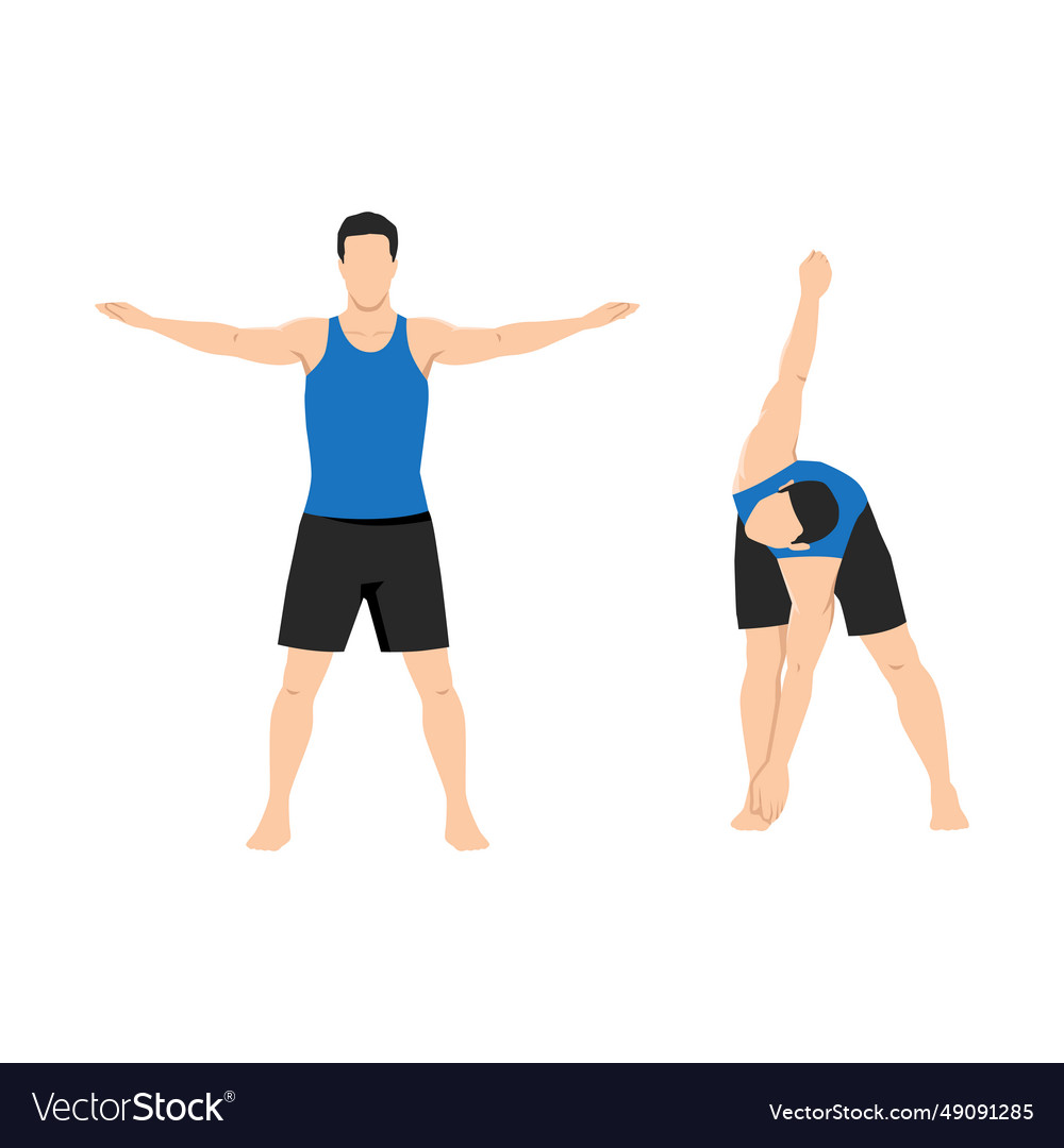 Man doing bent over twists or cross body toe Vector Image