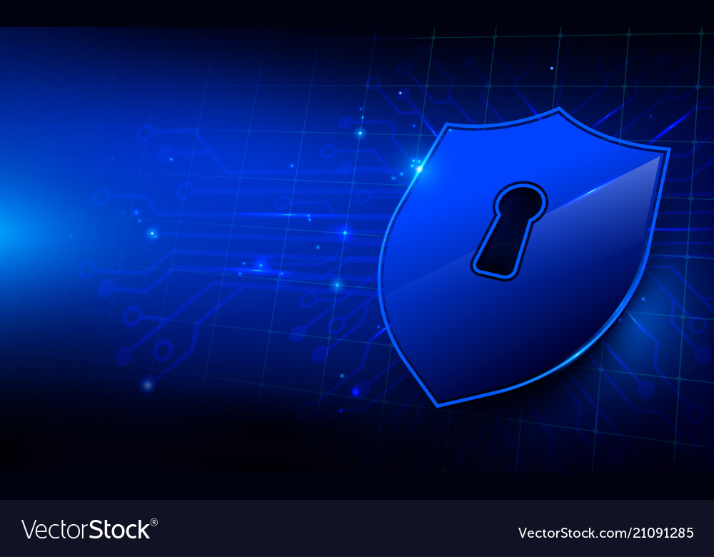 Protection shield and blue circuit background Vector Image