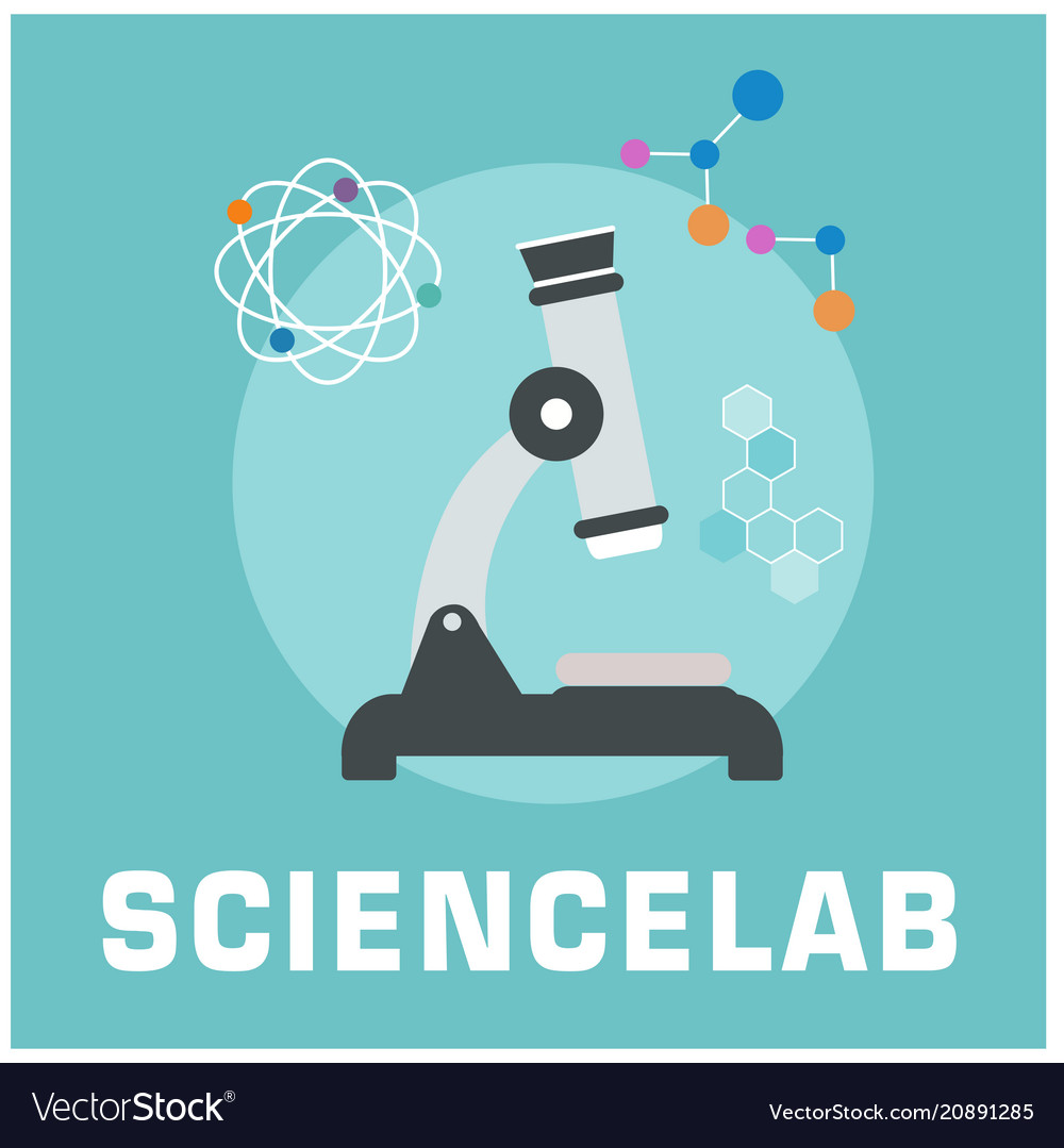 Science lab microscope circle frame background vec